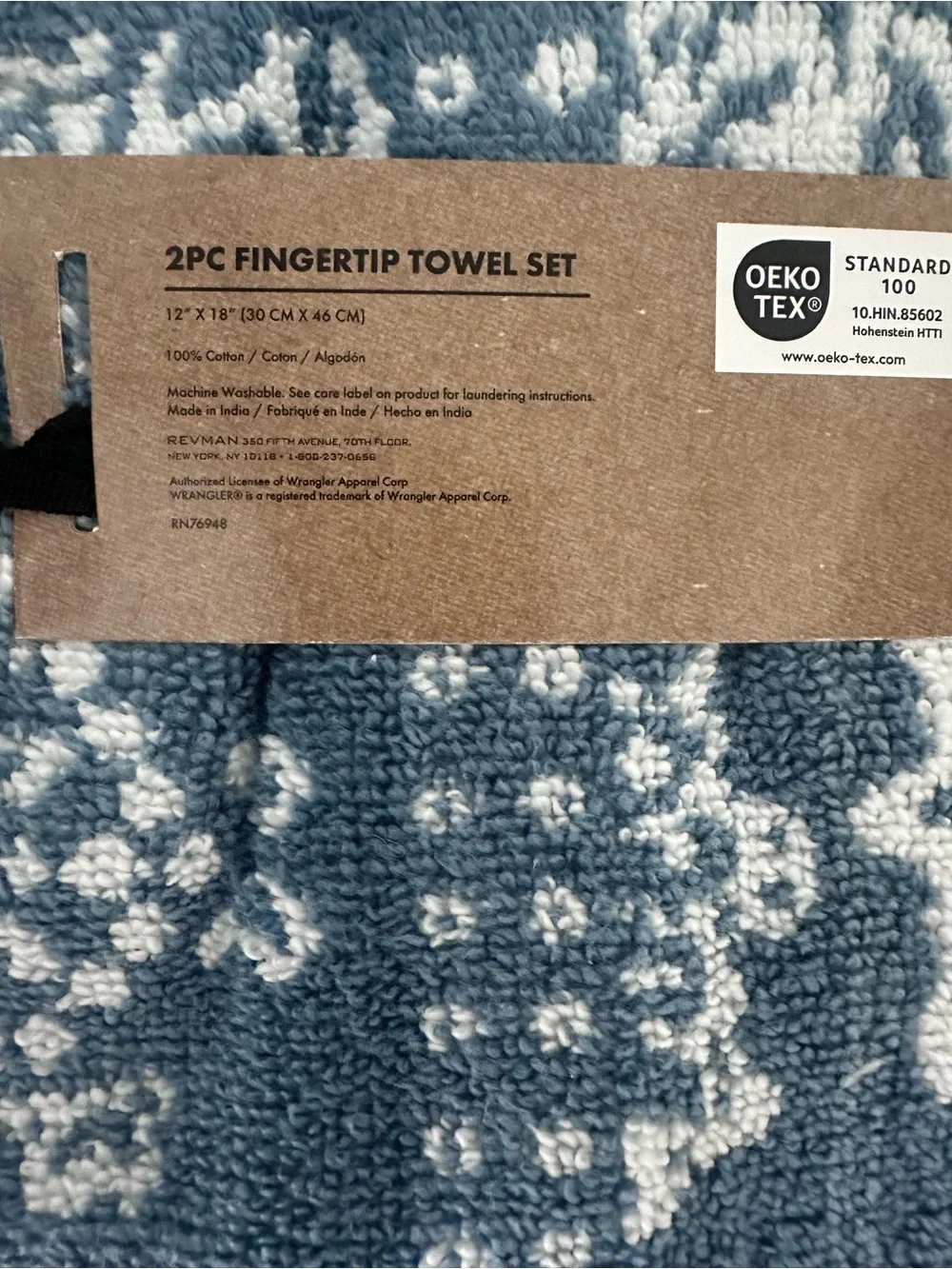 Wrangler Bandana Blue 4 Pc Bath Towel Set NWT 2 Bath 2 Fingertip Towels